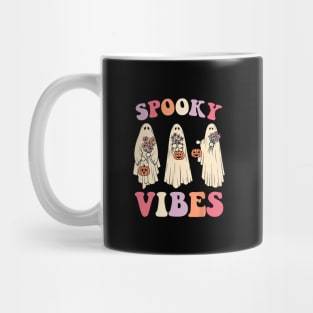 Groovy Halloween Spooky Vibe Retro Flower Ghost Mug